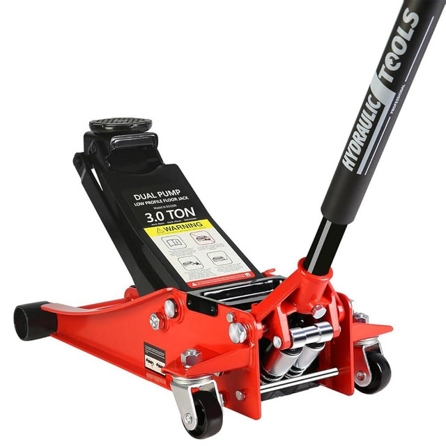 Floor Jack 3 Ton, Low Profile Floor Jack, Heavy Duty Steel Racing Jacks with Single Piston Quick Lift Pump, Hydraulic Car Jacks Lifting Range 3.3"-18.5" (3 Ton)