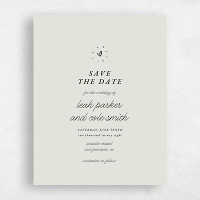 Sage Mist, Green Wedding Save the Date - Colmar Portrait