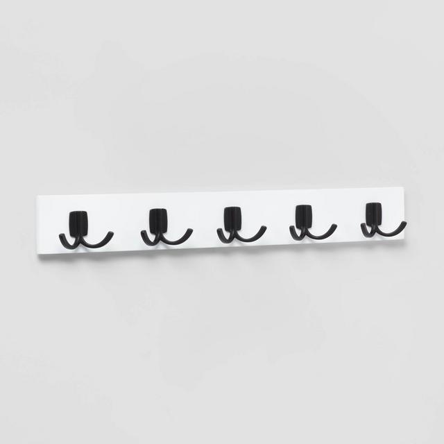 Modern Octopus 5 Rail Matte Black Hooks White - Brightroom™
