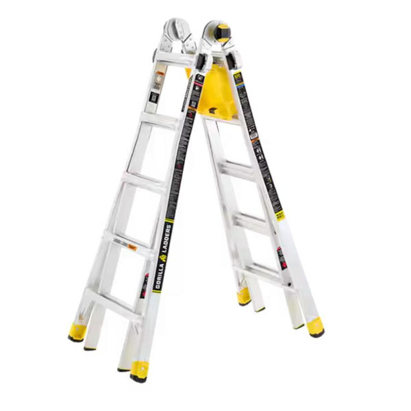 Gorilla Ladders 22 ft. Reach Aluminum Multi-Position Ladder w/ Project Bucket, Tool Hangers, 300 lbs. Load Capacity, Type 1A Duty Rating GMPXA-22B