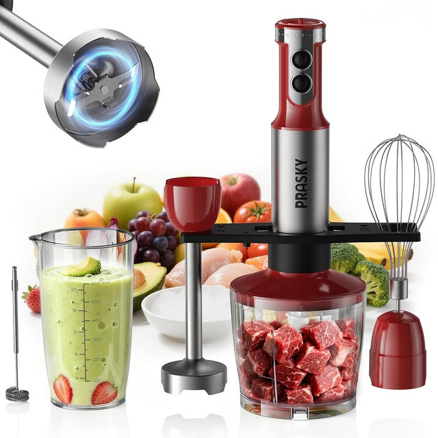 Immersion Blender Handheld 1200W, 20-speeds Immersion Hand Blenders, Hand Mixer with Mining Beaker,Chopper,Whisk, Frother and Stick Blender Suitable for Kitchen, Protein Shakes and Baby Food