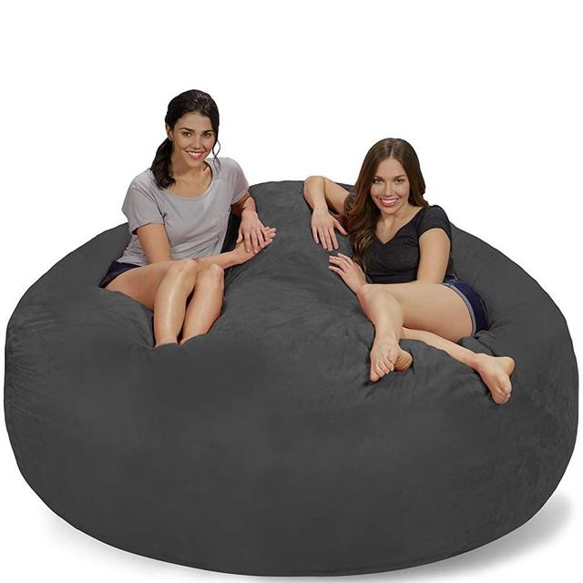 Chill Sack Bean Bag Chair: Giant 7' Memory Foam Furniture Bean Bag - Big Sofa with Soft Micro Fiber Cover - Charcoal Micro Suede