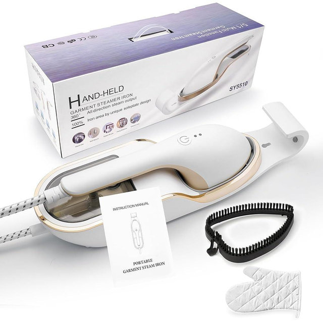 Professional 3-in-1 Garment Steamer & Iron, 1500W with Leak-Proof Tech, 30s Heat-Up, Large 330ml Tank, Includes Heat-Resistant Glove & Brush (For Home & Closet, 120V)