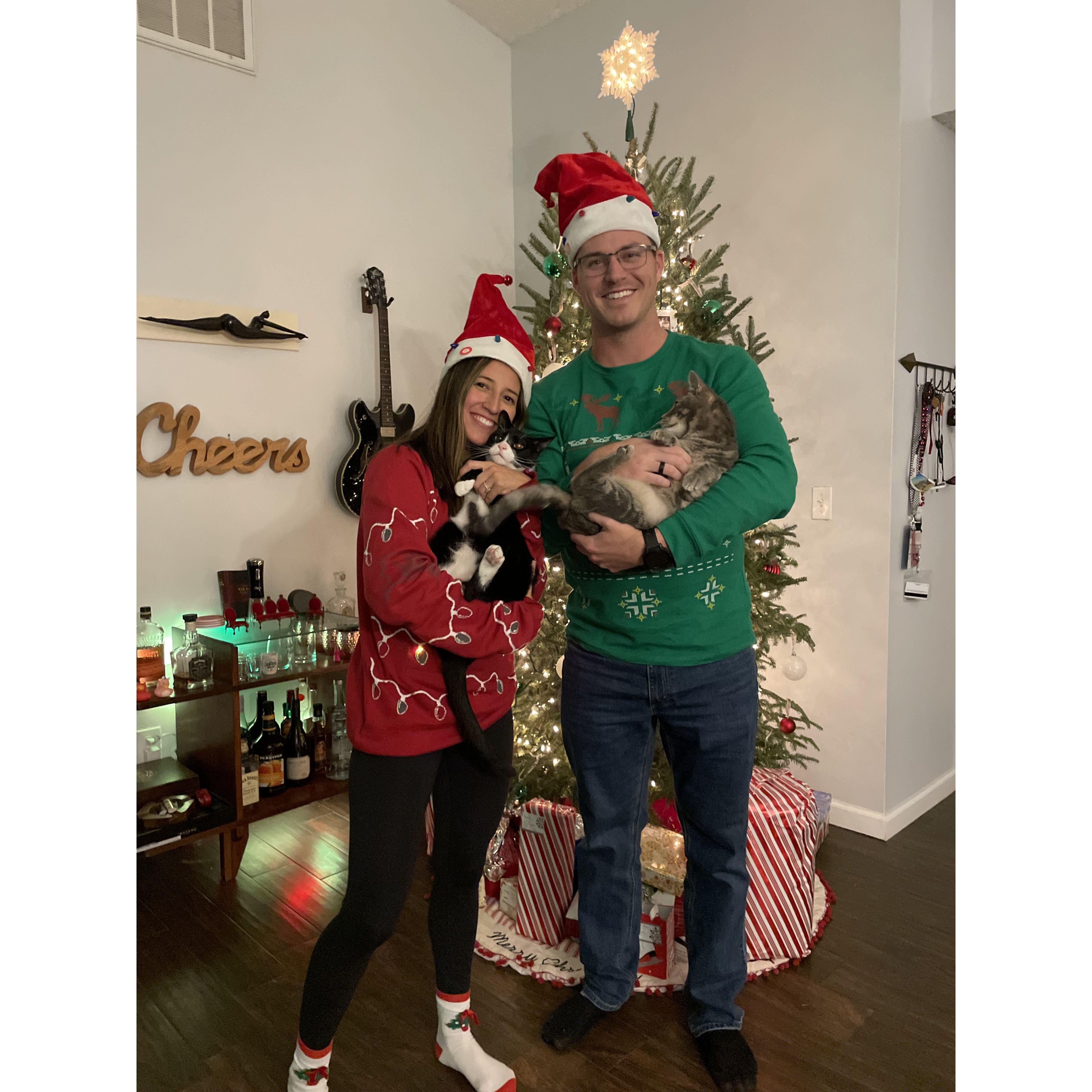Our little family! We love our Bonnie and Clyde