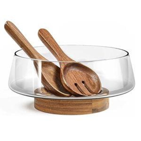 Extra Large Glass Salad Bowl Set