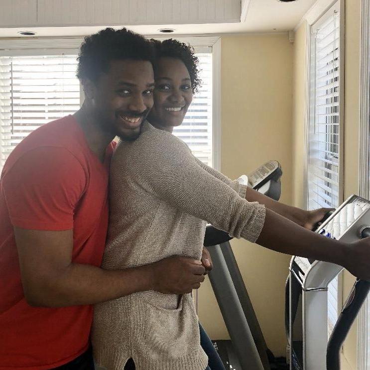 Fooling around on fitness equipment. One of our many shared hobbies.