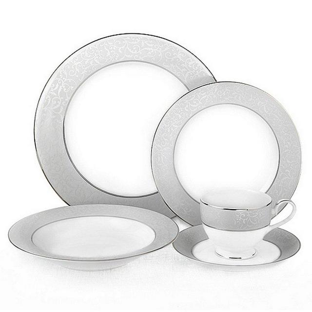 Mikasa Parchment Ivy Scroll Platinum Porcelain 5-Piece Place Setting