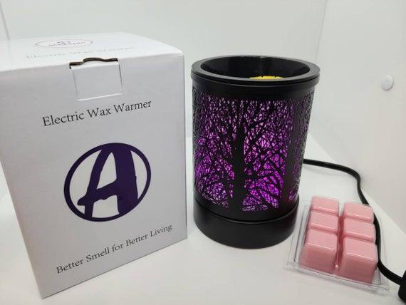 Electric Wax Warmer- 7 LED Changing Colorful Lights- Removable Silicone Bowl- Metal Black Forest-INCLUDES your choice of wax melts-Fragrance