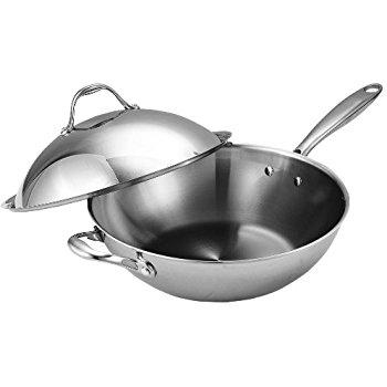 Cooks Standard Multi-Ply Clad Stainless-Steel 13-Inch Wok with Dome Lid