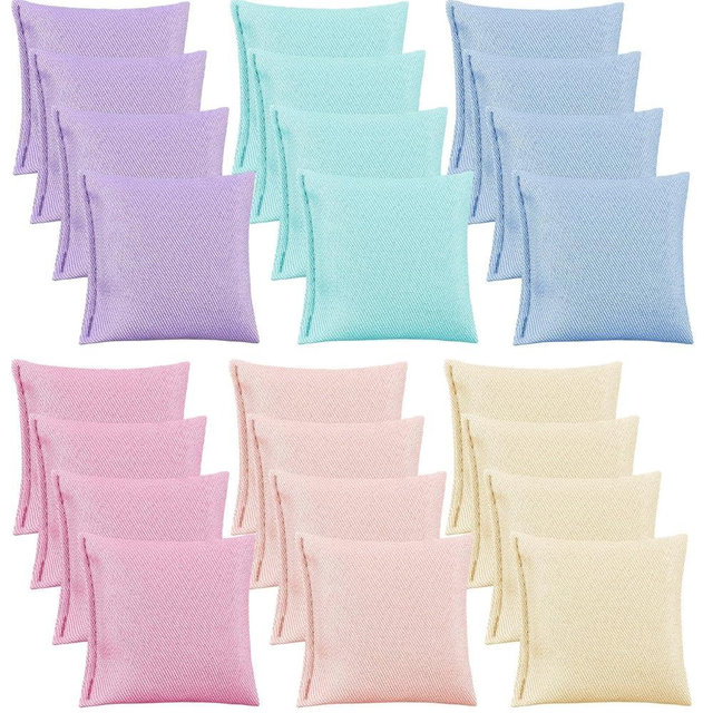 Jenaai 24 Pcs Nylon Bean Bags, 4.9 x 4.9" Colorful Bean Bag for Tossing Sets for Hand Toss Party Supply Sports Outdoor Family(Cute Color)