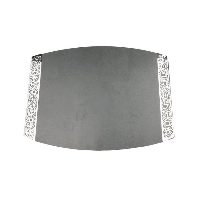 Yair Emanuel Ceramic Challah Bread Cutting Board for Shabbat and Yom Tov | Filigree Accent Decoration | Modern Judiaca Design (Gray CBR-2)