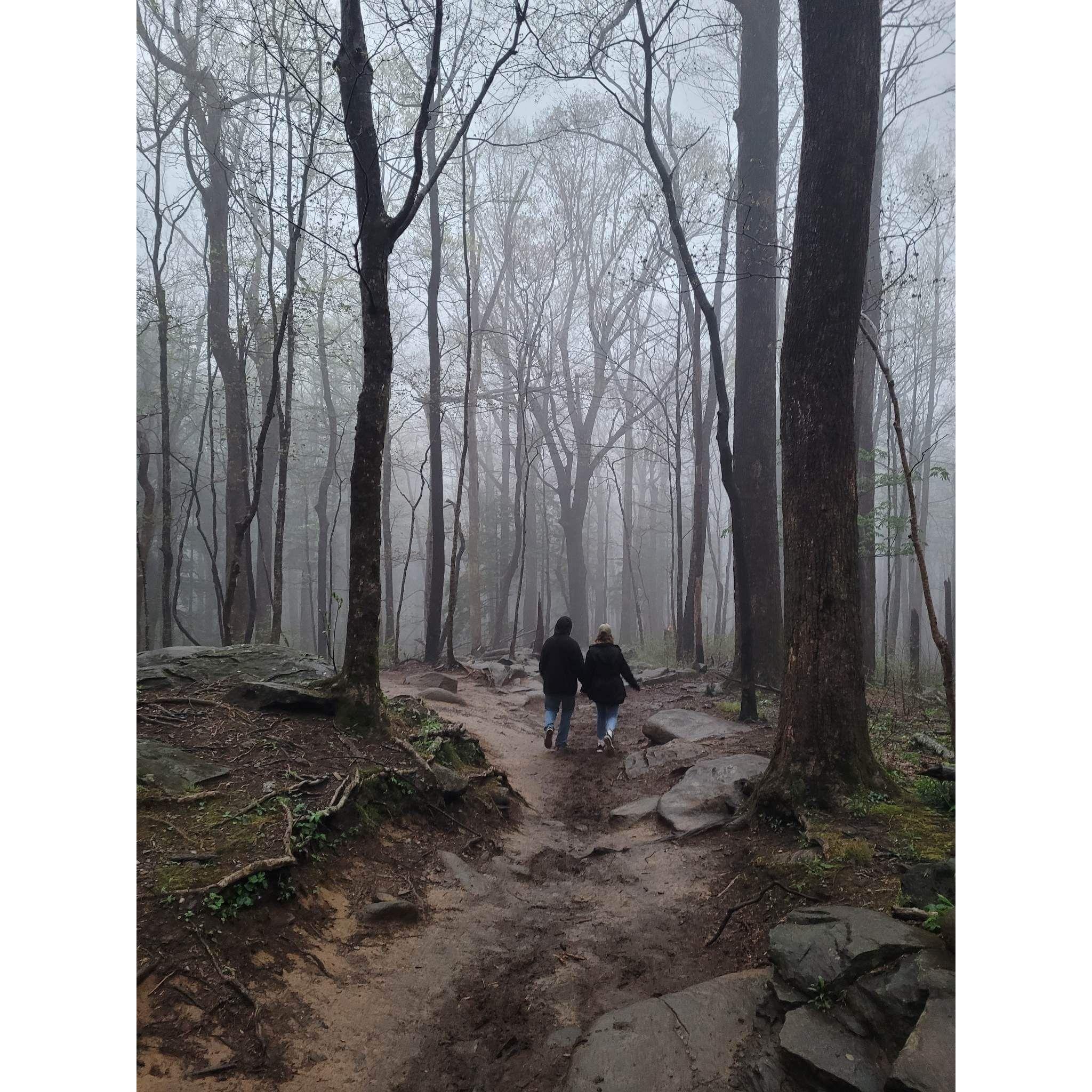 The hike back down after he proposed. Moments we will remember forever. Saturday, April 8th, 2023