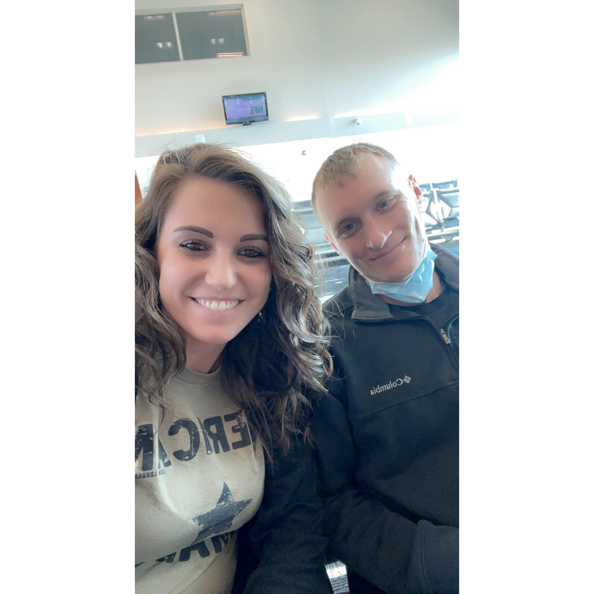 Our last picture together for the next 7 months in the airport waiting for Tyler to board his plane to Army Basic Training at Fort Jackson