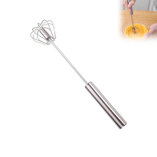 Stainless Steel Semi-Automatic Whisk, Egg Whisk Hand Push Rotary Whisk Blender, Hand Push Mixer Stirrer Tool for Cooking Kitchen Home Egg Milk (10 in)