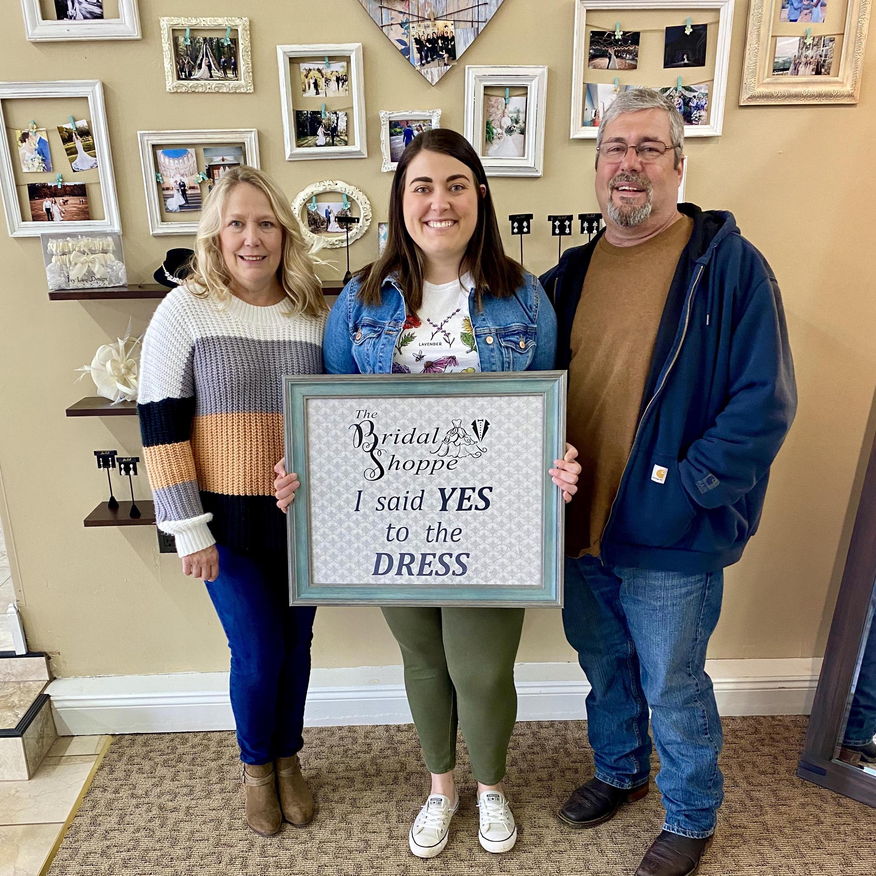 Thanks to COVID-19, I couldn't have my girls with me, so I brought my parents dress shopping. I ordered my dress 3 hours before they closed for the stay-at-home order!!!