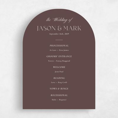 Brown Arch Wedding Program - Gavin