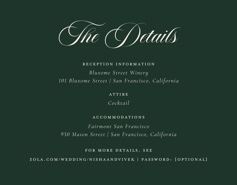 Grazio | Dark Forest | Zola Wedding Enclosure Cards