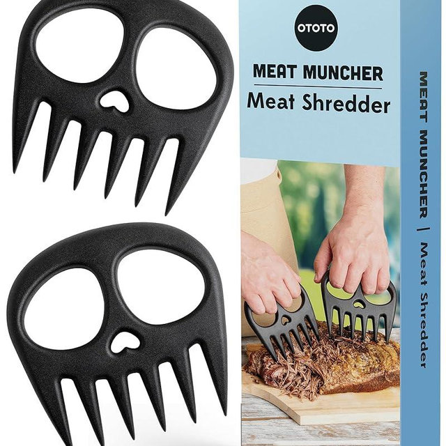 NEW!! OTOTO Meat Muncher Meat Claws - Meat Shredder Claws, BBQ Accessories, Grilling Gifts for Men, Halloween Goth Accessories, Spooky Skull Shredder for Goth Kitchen, Heat Resistant Claws (Black)