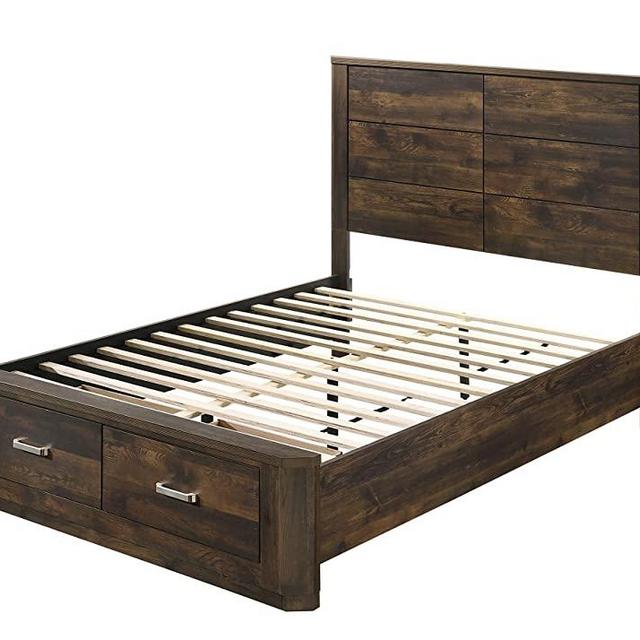Acme Furniture Elettra Platform, Rustic Walnut