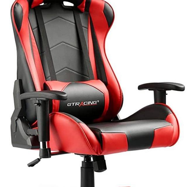 GTRACING Gaming Chair Racing Office Computer Game Chair Ergonomic Backrest and Seat Height Adjustment Recliner Swivel Rocker with Headrest and Lumbar Pillow E-Sports Chair Red