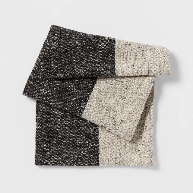 14" x 72" Textured Yarn Dye Colorblock Textured Runner Black - Threshold™