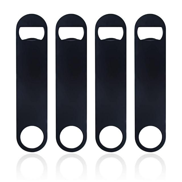 KTOJOY 4 PACK Stainless Steel Flat Bottle Opener, Beer Bottle Opener, 7inch, with Exquisite Packaging, for Kitchen, Bar or Restaurant, Black,