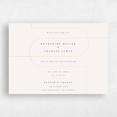 Light Oatmeal, Beige Wedding Invitation - Corwin Landscape Foil