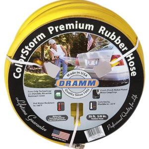 Dramm ColorStorm Premium Rubber Garden Hose – 50 ft Heavy Duty 5/8" Water Hose – Kink Resistant, Crush-Proof Nickel-Plated Couplings – Made in USA - Yellow