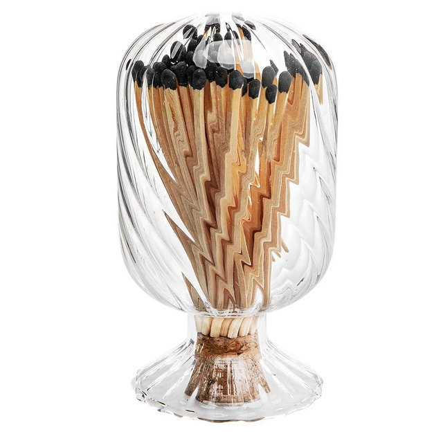 moonoom Helix Shaped Match Holder, Glass Matches Cloche for 4 Inch, Upside Down Match Holder Jar for Scented Candle on Dining Table Fireplace Bathroom Decoration, Not Include Matches