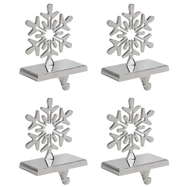 Iconikal Snowflake Stocking Holder, Chrome, 4-Pack