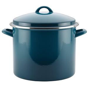 Meyer Corporation - Rachael Ray Hard Enamel Nonstick Skillet 12-Quart Covered Stockpot, Marine Blue