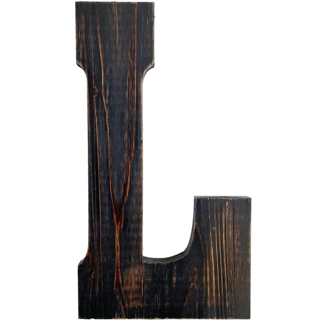 ABELOTS Big Letter Wall Art for Living Room, Bathroom, Bedroom, and Home Decor, Rustic Farmhouse Lettering for Family Last Names, Large Decorative Wood, 14” x 10” (Big L)