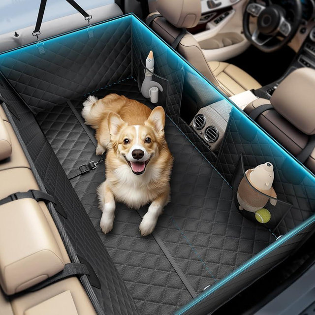 Wigoo 2025 Upgrade Dog Car Seat Cover for Back Seat [400lbs Hard Bottom, Heavy Duty Material] Anti-Scratch Waterproof Backseat Pet Extender Hammock, Fits Car Sedan SUV Truck Van, Size M