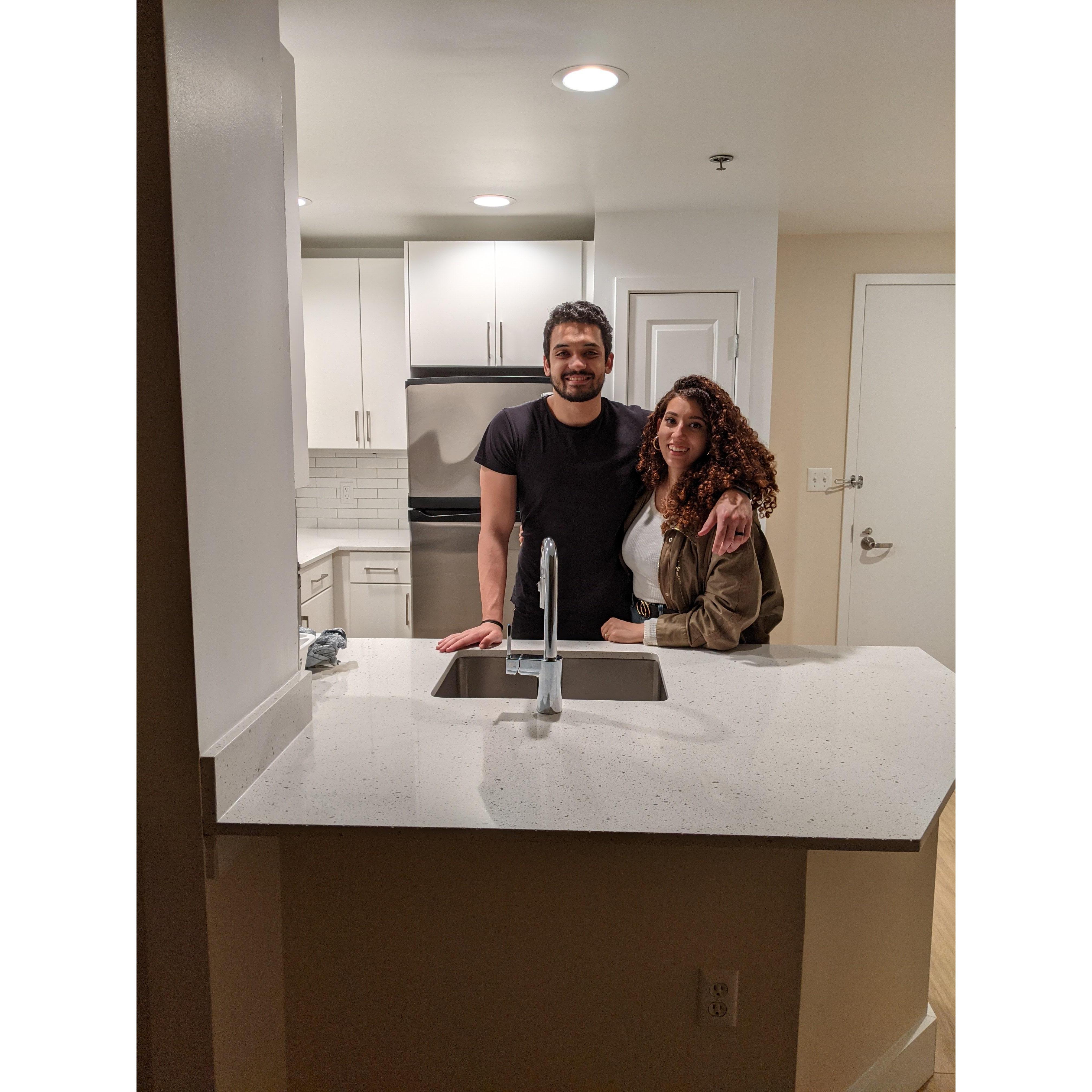 Our first picture in our first apartment!