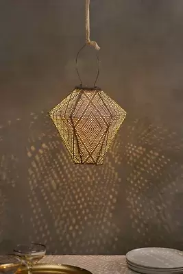 Lace Battery Lantern, Grey Diamond