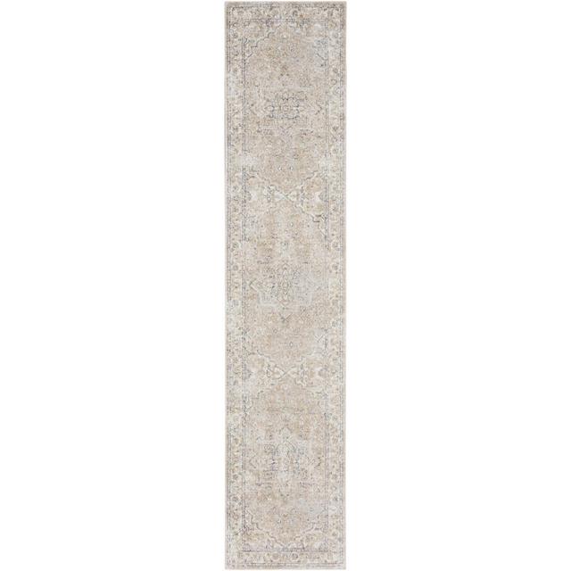Nourison Astra Machine Washable Vintage Medallion Indoor Bathroom, Kitchen Runner Rug Beige 2'2" x 8'
