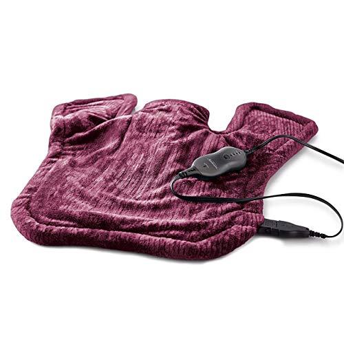 Sunbeam Heating Pad for Neck & Shoulder Pain Relief | XL Renue, 4 Heat Settings with Auto-Shutoff | Burgundy, 25-Inch x 25-Inch