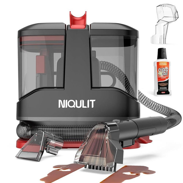 Portable Carpet & Upholstery Cleaner Machine, 15Kpa Strong Suction Spot Cleaner for Sofa, Car Seats, Pet Stains, Rugs – Deep Cleaning with Dual Brush Heads & Self-Cleaning System