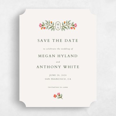 Beige Ticket Wedding Save the Date - Blume Portrait