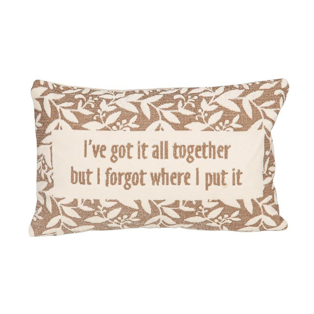 Creative Co-Op Cotton Velvet Embroidered Lumbar Pillow with Botanical Pattern, Beige and Natural