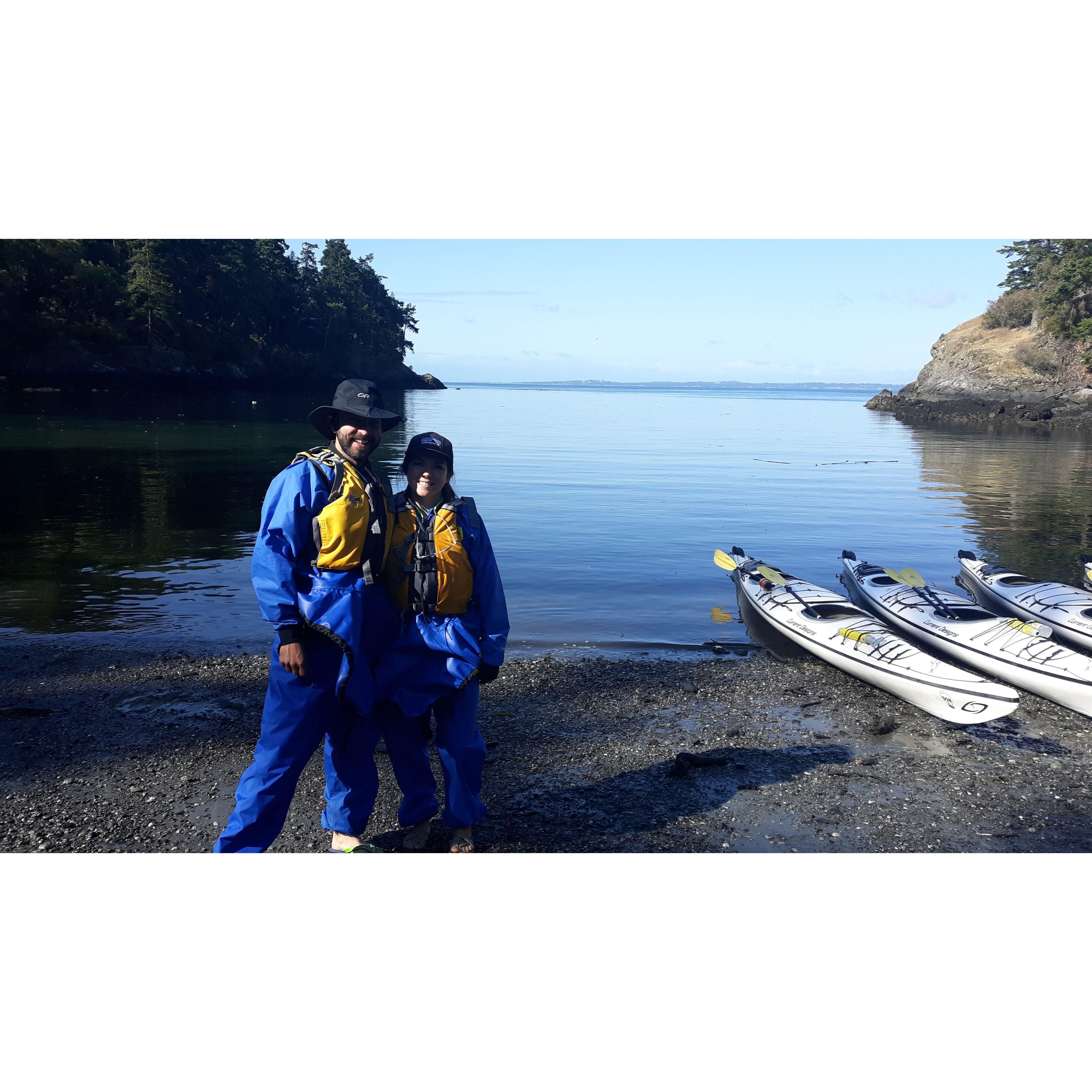 Sea kayaking prior to attending Kate & Adam Reichenberger's wedding on San Juan Island, Washington State (July 2019)
