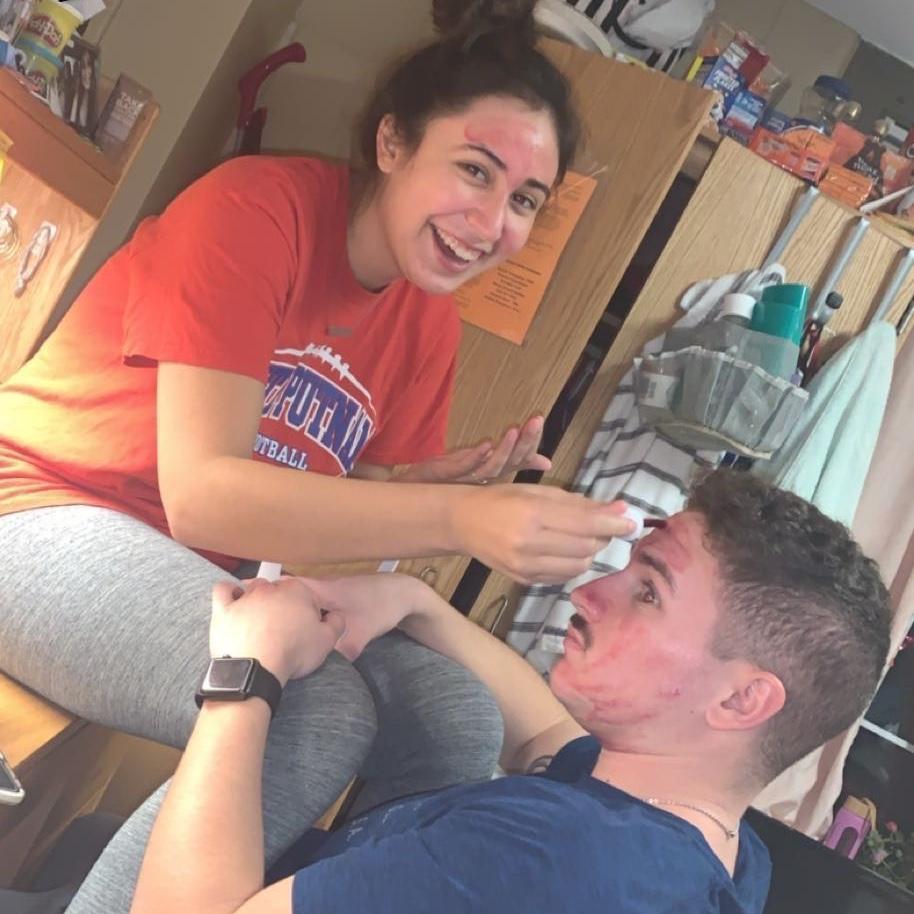 Making Luke do facemasks with me