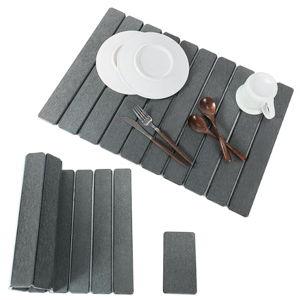 2pcs Stone Dish Drying Mat for Kitchen Counter, Quick-Dry Diatomaceous Earth Water Absorbent Pad & Countertop Drainer, Home Essentials for Bath and Pets - Dark Grey, 24x16’’ & 8x4’’