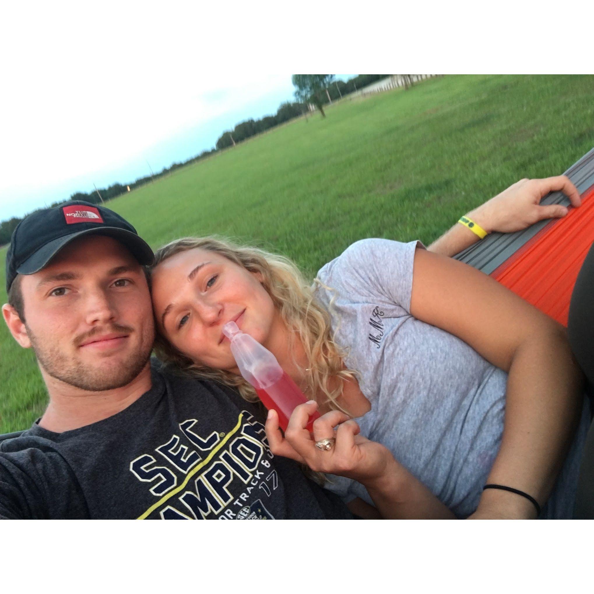 May 14th, 2019- Our first date. Sam set up an unforgettable first date. Fire, dinner, music, & hammocking at Lake Bryan.