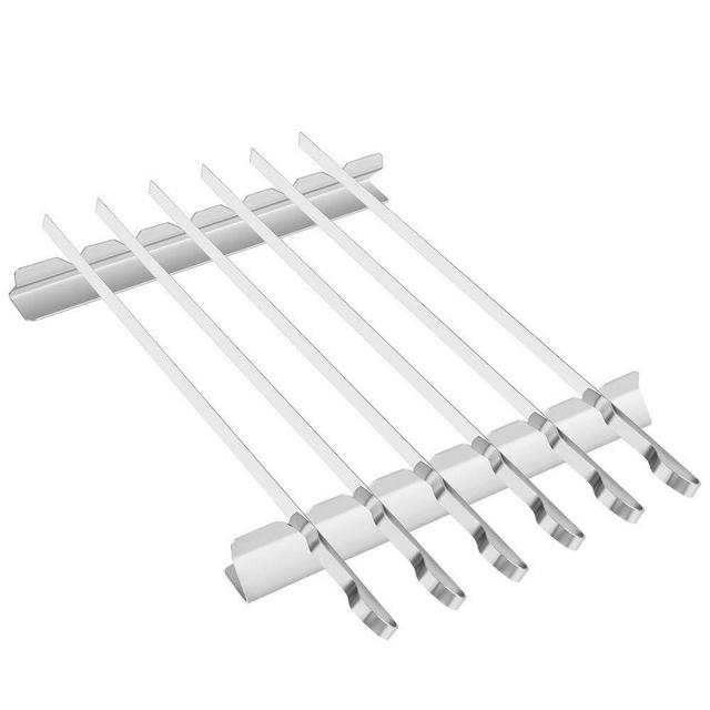 BearMoo Barbecue Skewer, 17” Stainless Steel Shish Kabob Skewers – 0.35” Width Flat BBQ Metal Skewers for Grilling  (Set of 6 Skewers + 2 Grill Racks + 1 Handy Storage)