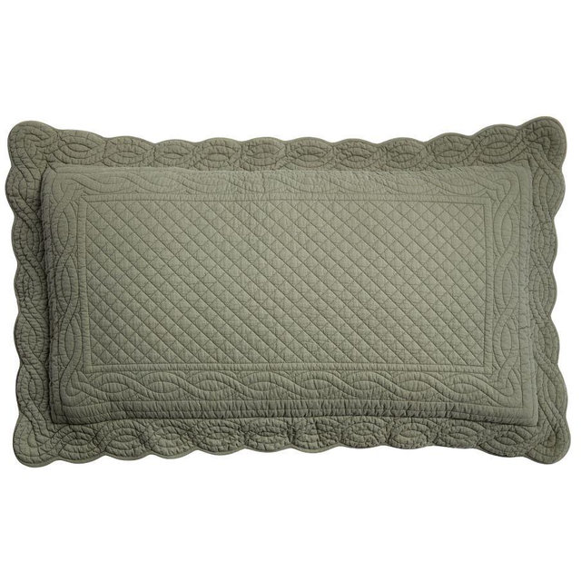 Heirloom Scallop Quilted Sham, Loden, King, Set of 2