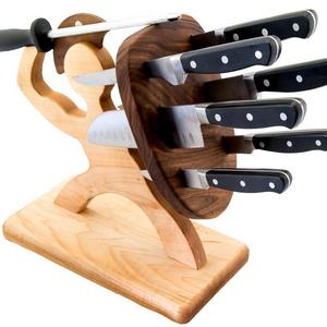 Spartan Knife Set - Chef's Edition - 8-piece, Handmade, Heavy Steel Professional Knife Set - American Maple & Walnut