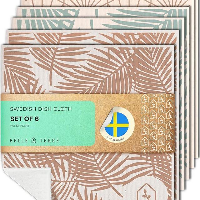 Swedish Dish Cloths for Kitchen - Reusable Dishcloths for Washing Dishes - Each Cellulose Dish Cloth Replaces 15 Rolls of Paper Towels and is More Absorbent than a Sponge - Dishcloth Set of Six