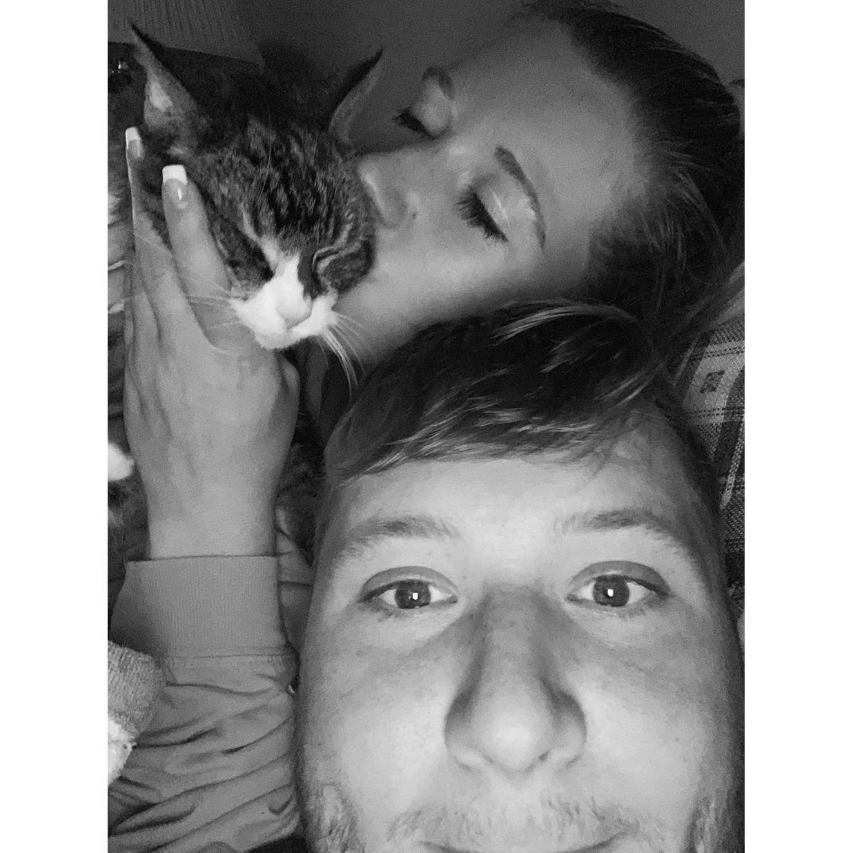 Cuddles! Michele and Lee shared many memories with Princess before she crossed the rainbow bridge. They both miss her dearly.