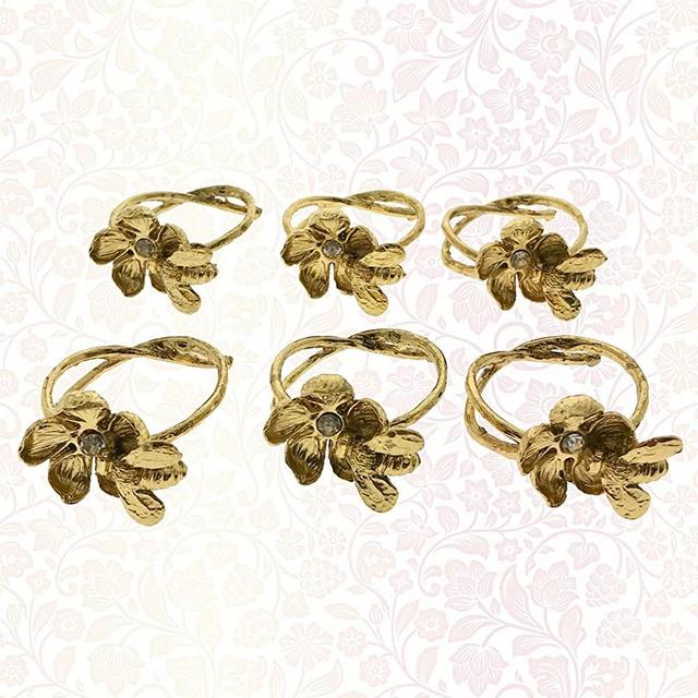 Decozen Napkin Rings for Dining Table Kitchen Table Coffee Table in Bee Design Gold Finish Al Fresco Dining for Everyday Use Dinner Party and Occasional Use Set of 6